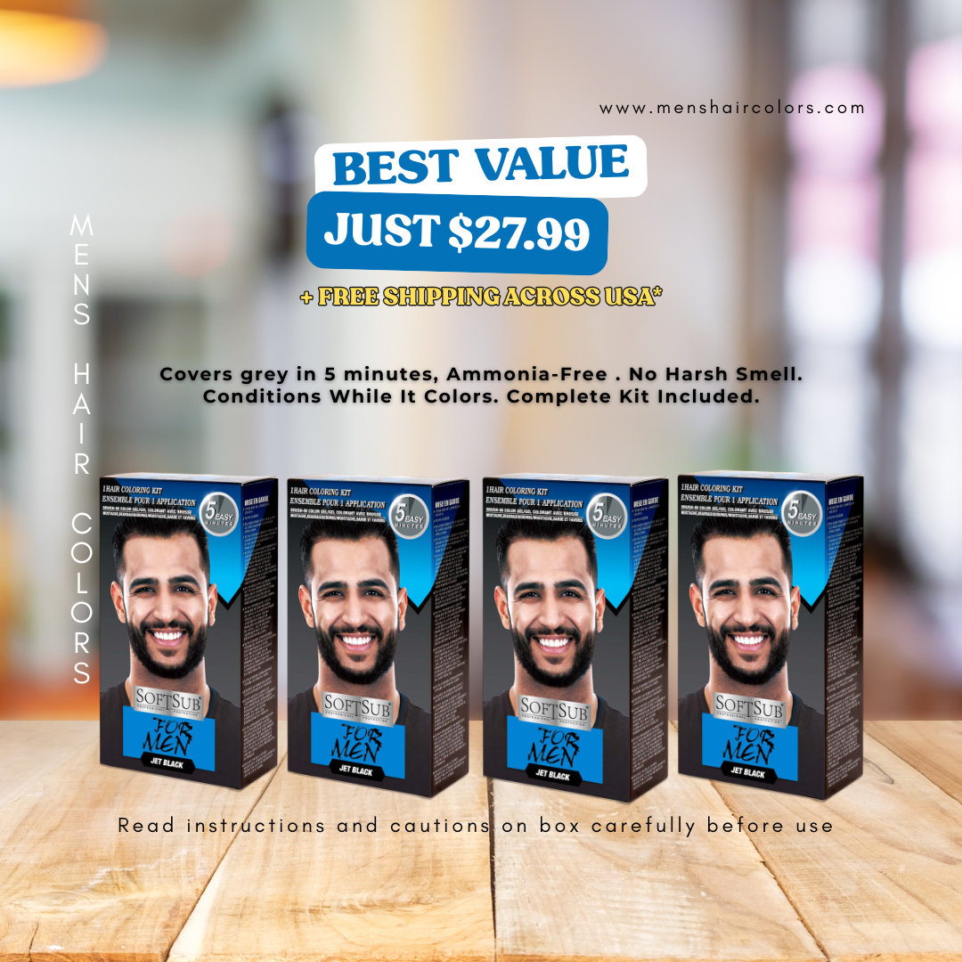 SoftSub Real Black Beard Color Kit for Men — 5-Minute Grey Coverage