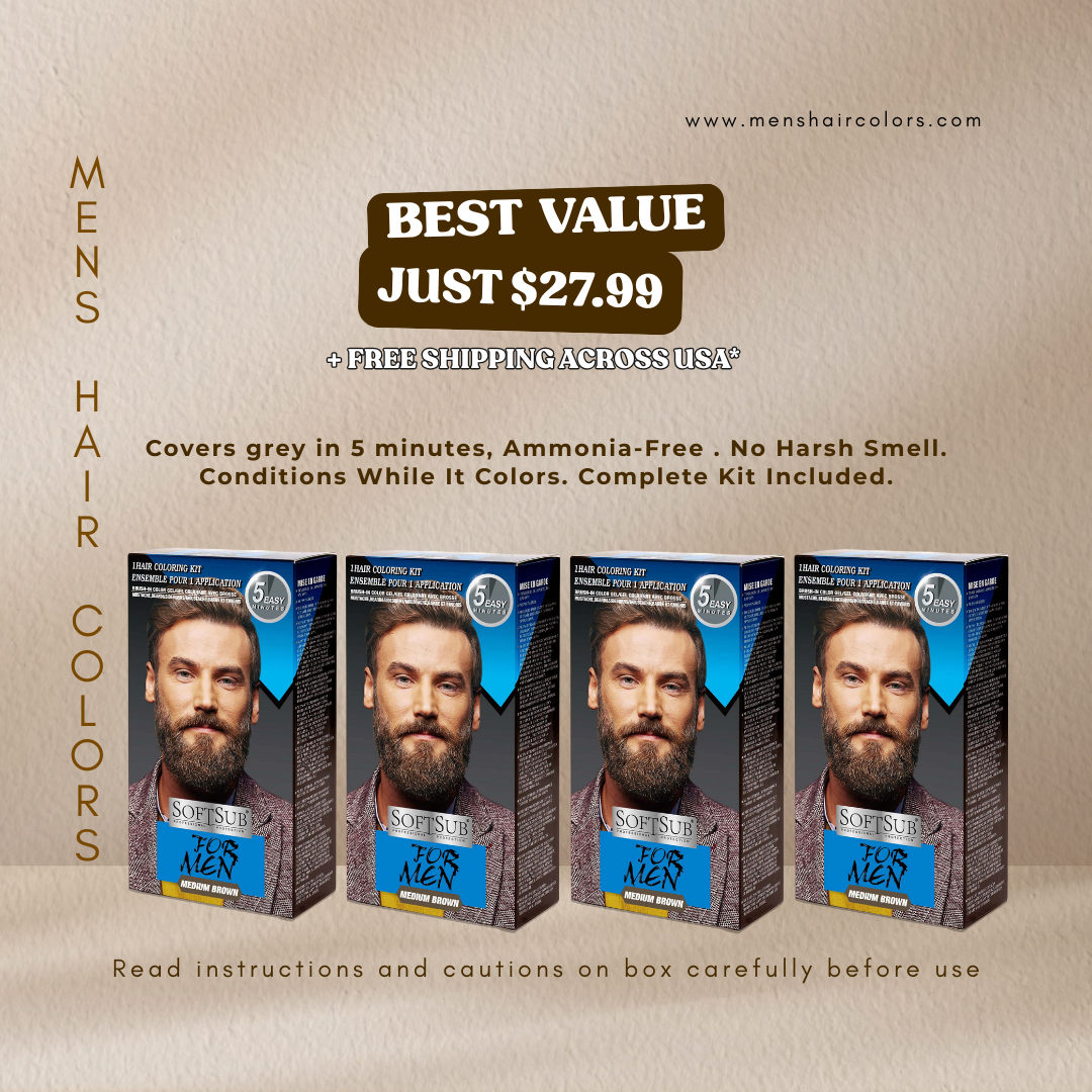 SoftSub Medium Brown Beard Color Kit for Men — 5-Minute Grey Coverage