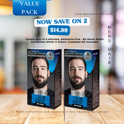 SoftSub For Men Hair Color Kit – Real Black