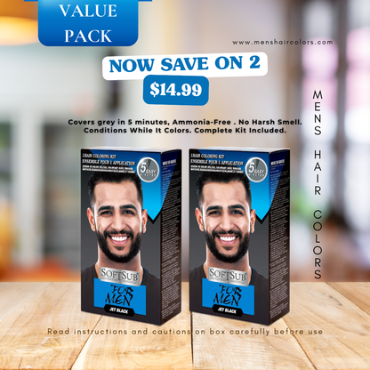SoftSub Real Black Beard Color Kit for Men — 5-Minute Grey Coverage