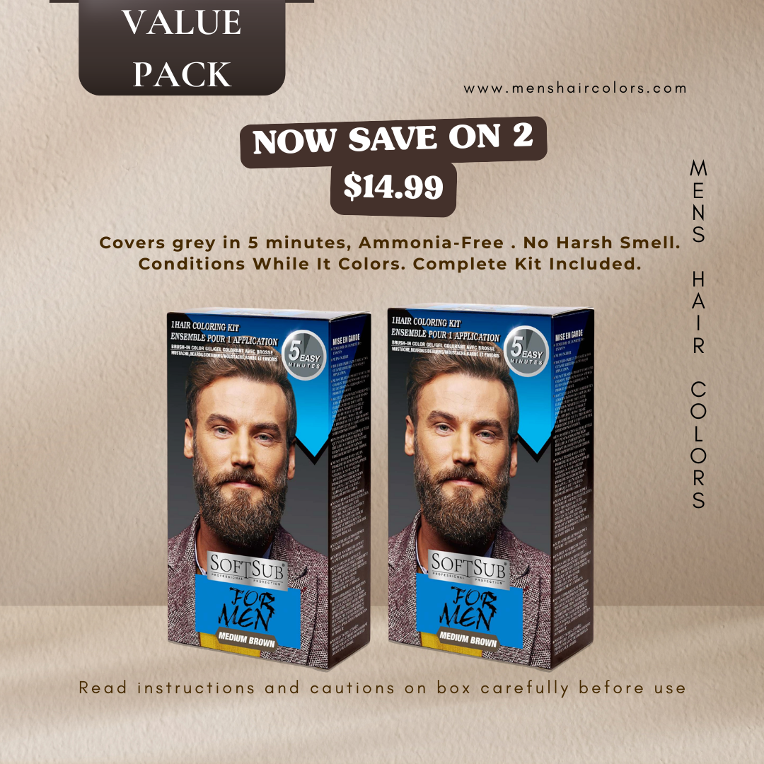 SoftSub Medium Brown Beard Color Kit for Men — 5-Minute Grey Coverage