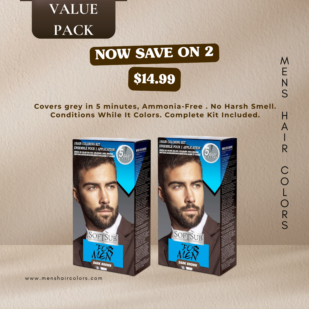 SoftSub Dark Brown Beard Color Kit for Men — 5-Minute Grey Coverage