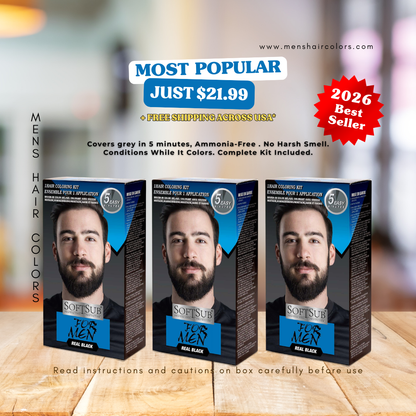 SoftSub For Men Hair Color Kit – Real Black