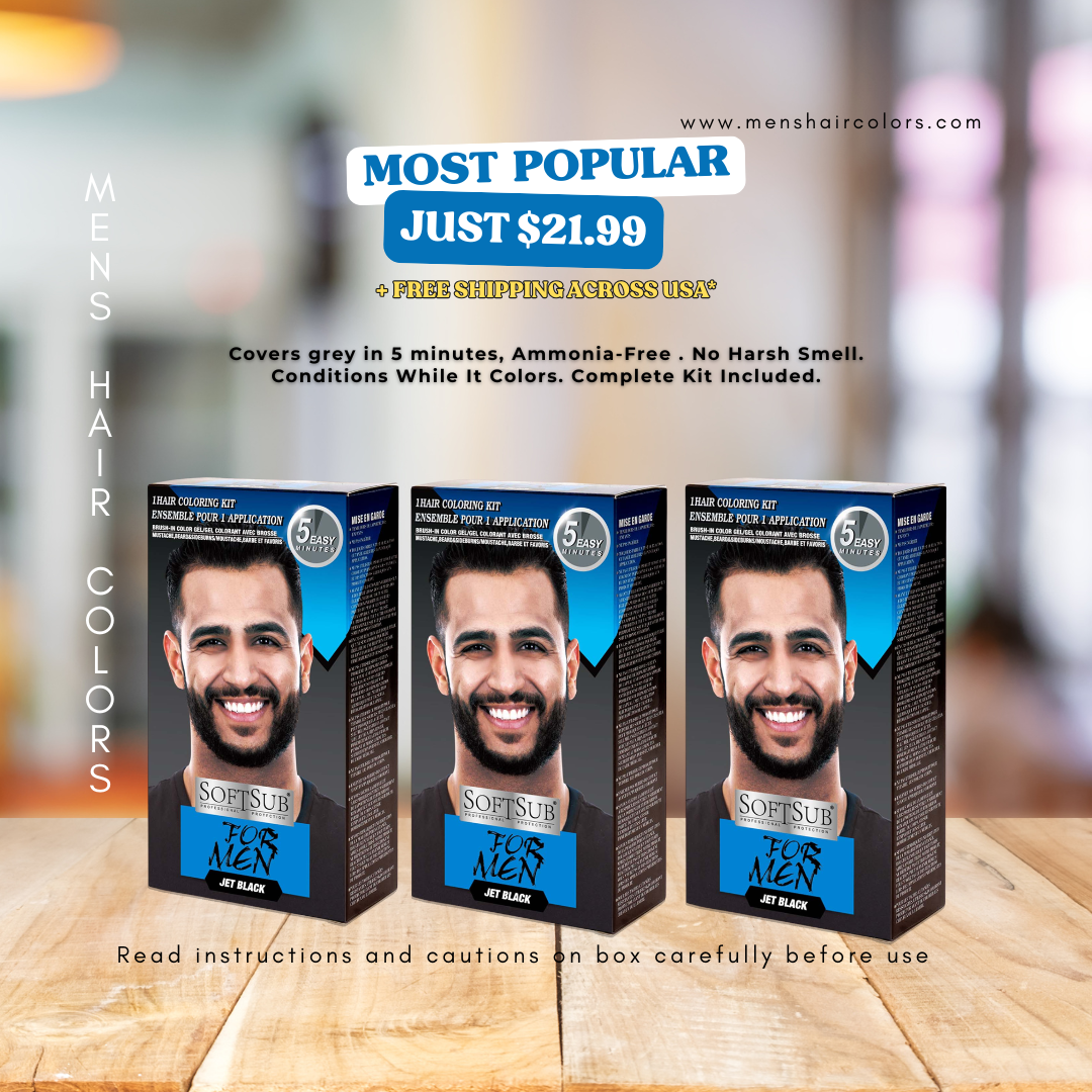 SoftSub Real Black Beard Color Kit for Men — 5-Minute Grey Coverage
