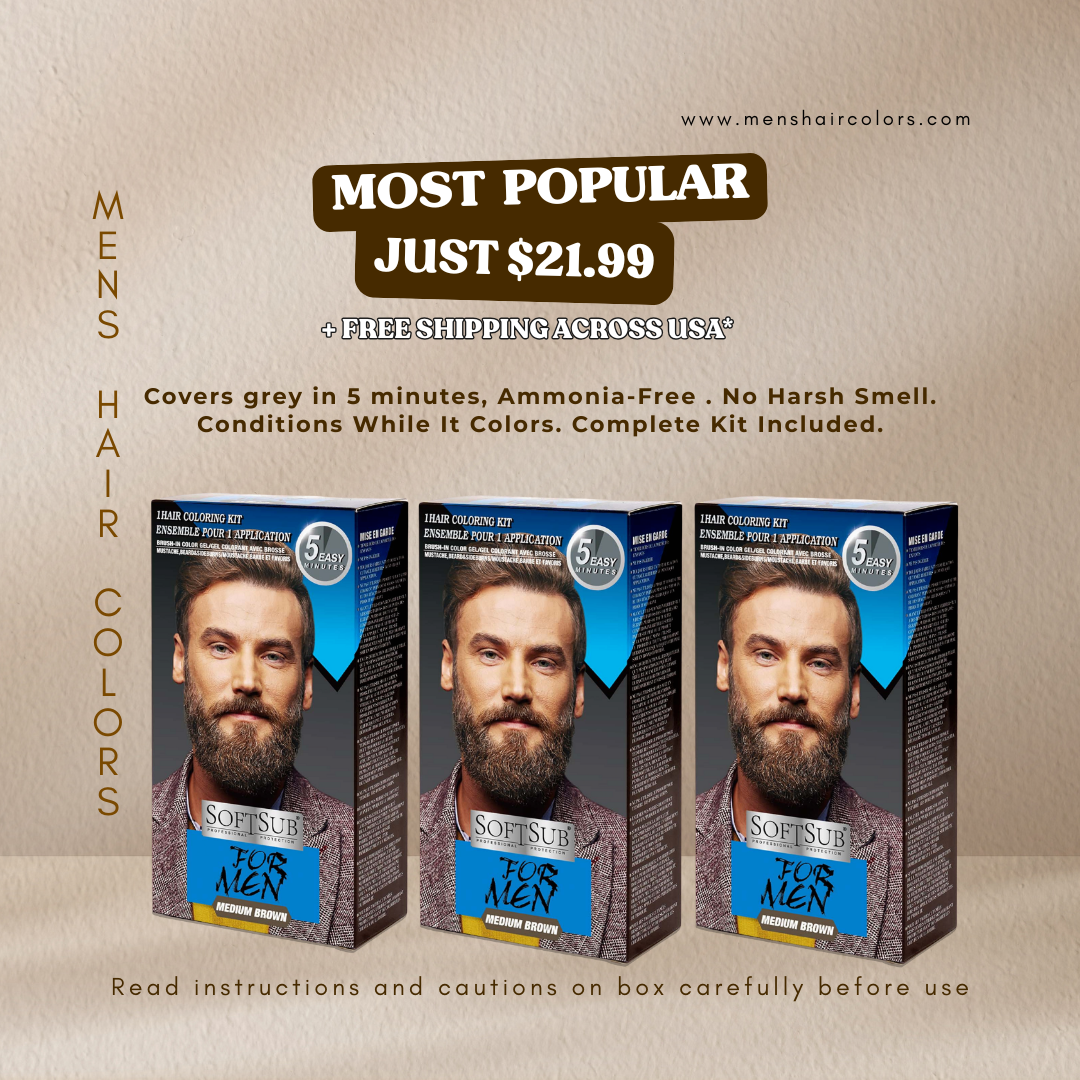 SoftSub Medium Brown Beard Color Kit for Men — 5-Minute Grey Coverage