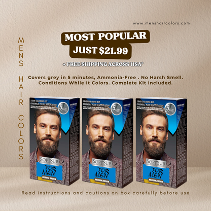 SoftSub Medium Brown Beard Color Kit for Men — 5-Minute Grey Coverage