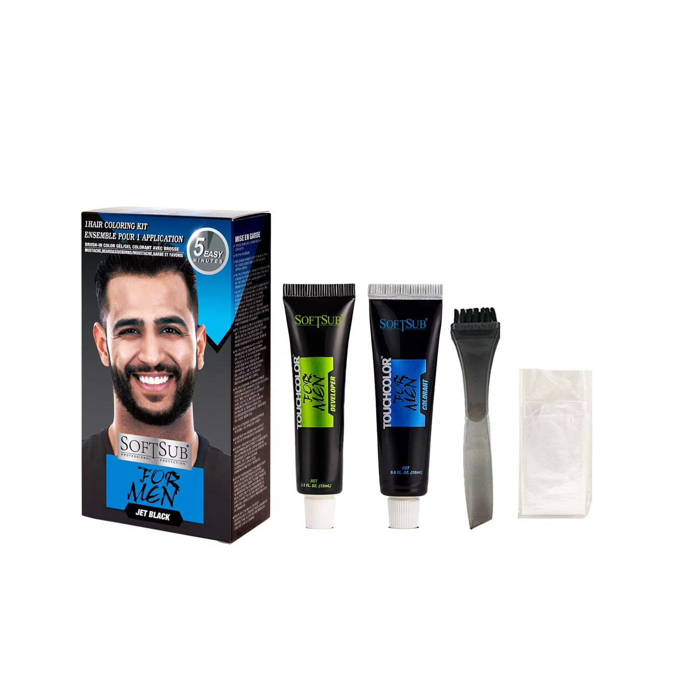 SoftSub For Men 1 Hair Coloring Kit – Jet Black