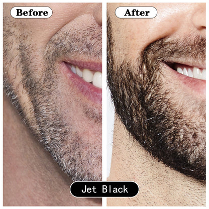 Before and after comparison of a man's beard color change to 'Jet Black' | Mens Hair Colors