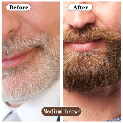 Before and after comparison of a man's beard with medium brown color | Mens Hair Colors